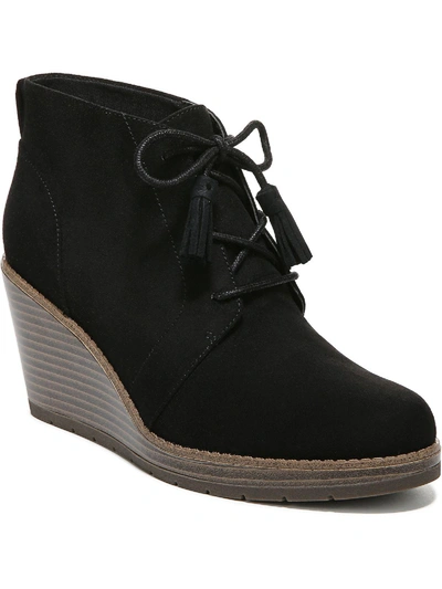Dr. Scholl's Shoes One Love Womens Faux Suede Round Toe Wedge Boots In Black