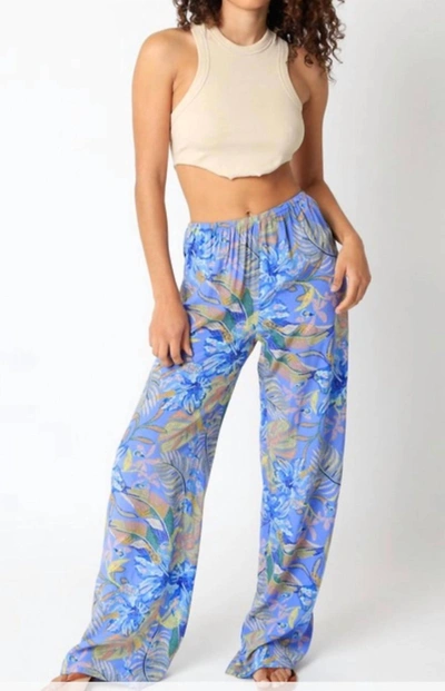 Olivaceous Floral Pants In Blue