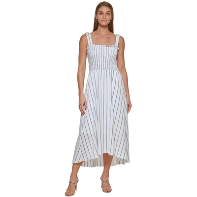 Dkny Womens Smocked Long Sundress In White