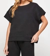 See And Be Seen Textured Short Sleeve Sweatshirt In Black In Black