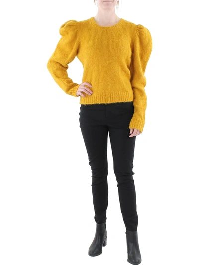 Derek Lam 10 Crosby Womens Wool Ribbed Trim Crewneck Sweater In Yellow