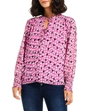 Nic + Zoe Vivid Dot Tie Neck Top In Pink