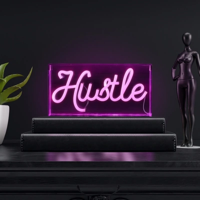 Jonathan Y Hustle 11.88" X 5.88" Contemporary Glam Acrylic Box Usb Operated Led Neon Light In Purple