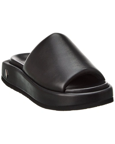 Attico Mia Leather Flatform Sandal In Negro