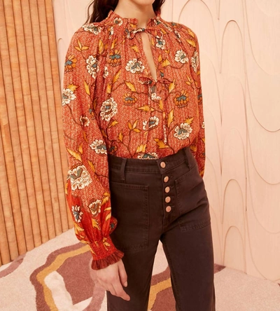 Ulla Johnson Kaitlyn Floral Cotton-blend Blouse In Amaryllis