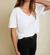 Nation Ltd Blair Ultra Deep V Tee In White