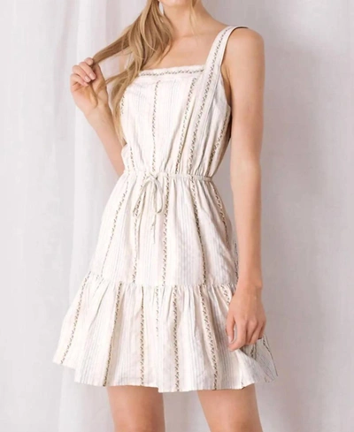 Storia Striped And X Print Dress In Ivory In Multi