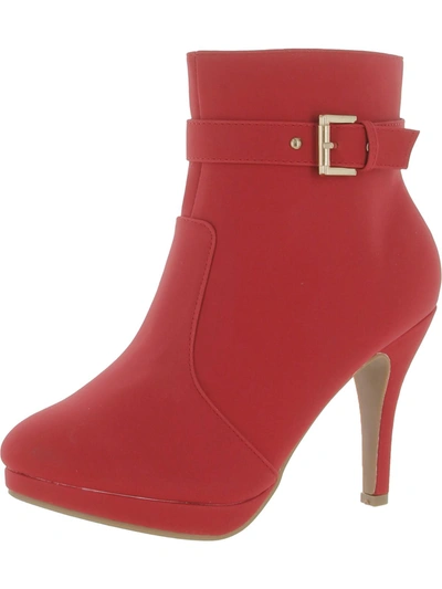 Trendsup Collection George 15 Womens Round Toe Heel Ankle Boots In Red