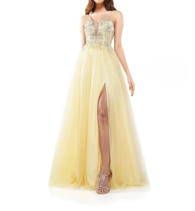 Colors Dress Beaded Bodice Ball Dress In Yellow