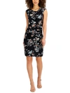 CONNECTED APPAREL PETITES WOMENS FLORAL DRAPEY SHEATH DRESS