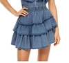 Stellah Ruffle Mini Skirt In Washed Denim In Blue