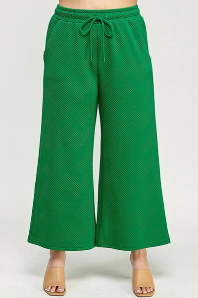 See And Be Seen Textured Cropped Wide Pant In Green