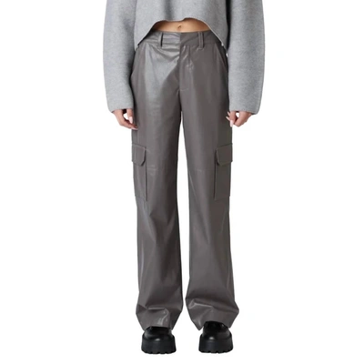 Nia Vegan Leather Cargo Pant In Grey