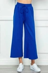 See And Be Seen Textured Cropped Wide Pant In Royal Blue In Blue