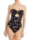 AQUA WOMENS STRAPLESS CUT OUT ONE-PIECE SWIMSUIT