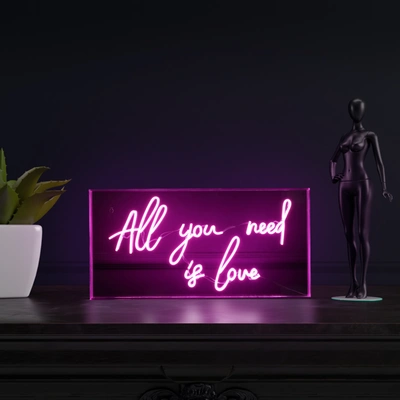 Jonathan Y All You Need Is Love 23.63" X 11.75" Contemporary Glam Acrylic Box Usb Operated Led Neon Light