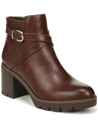 Naturalizer Madalynn-buckle Booties In Cinnamon Faux Leather
