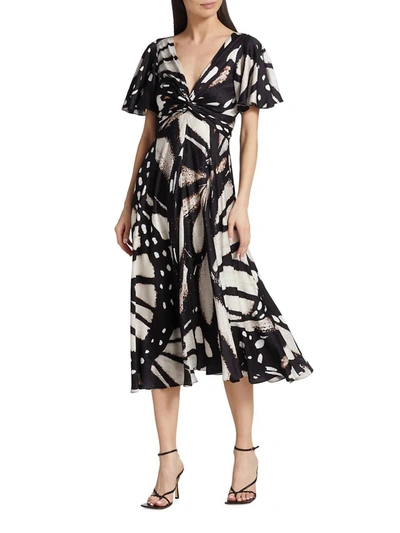 Prabal Gurung Women's Jacquard Twisted Flutter-sleeve Midi Dress In Multi