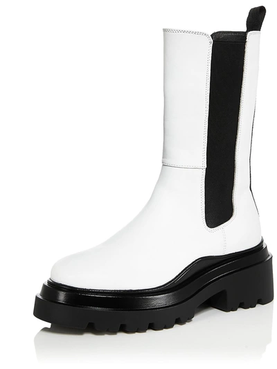 Aqua Jessy Womens Leather Pull On Mid-calf Boots In White