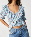 Free People Favorite Girl Floral Print Ruffle Crop Top In Multi