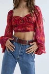 For Love & Lemons Trisha Crop Top In Red In Red