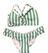 Sabz Swimwear Bruna Strappy Bikini In Green/white In Multi