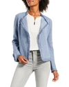 Nic + Zoe Fringe Mix Knit Jacket In Sugar Cookie In Blue
