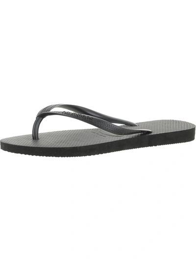 Havaianas Womens Textured Slip-on Thong Sandals In Black