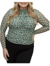 MAREE POUR TOI PLUS WOMENS ABSTRACT CAMO CREWNECK PULLOVER TOP