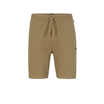 Hugo Boss Cotton-blend Pajama Shorts With Embroidered Logo In Green