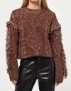 Greylin Doga Fringed Marled Sweater In Coffee In Brown