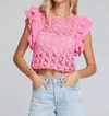 Saltwater Luxe Ruffle Sleeve Sweater In Bright Pink