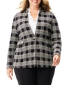 Nic + Zoe Perfectly Plaid Linen Blend Knit Blazer In Black