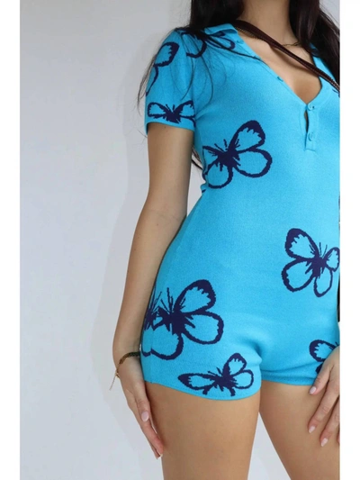 Bailey Rose In Full Bloom Butterfly Romper In Blue