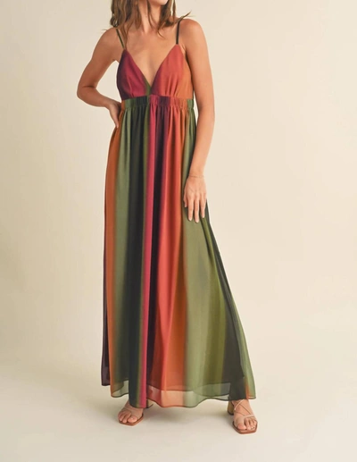 Miou Muse Chiffon Tie-dye Print Long Dress In Multicolored