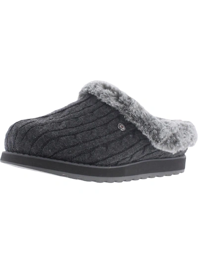 Bobs From Skechers Keepsakes Ice Angel Womens Cable Knit Faux Fur Clogs In Pink