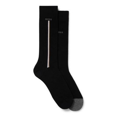 Hugo Boss Two-pack Of Regular-length Socks In Black