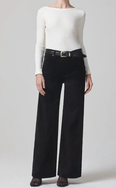 Citizens Of Humanity Paloma Baggy Velvet Pant In Black In Washed Black (washed
