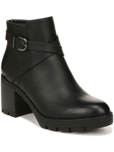 Naturalizer Madalynn-buckle Booties In Jet Black Faux Leather