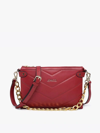 Jen & Co. Women's Britt Puffer Crossbody W/ Snaps Bag In Red