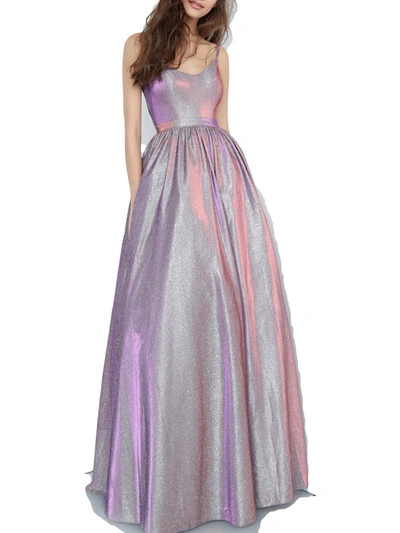 Jvn By Jovani Womens Metallic Prom Evening Dress In Purple