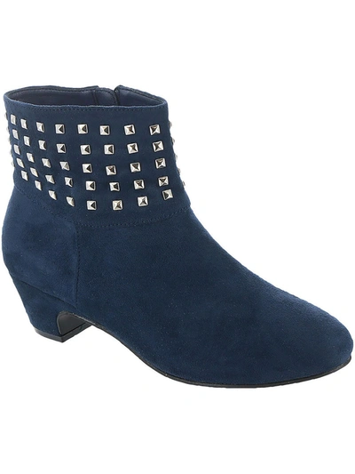 Masseys Presley Womens Faux Leather Studded Ankle Boots In Blue