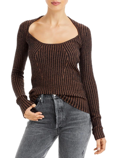 Proenza Schouler Womens Scoop Neck Ribbed Pullover Sweater In Brown