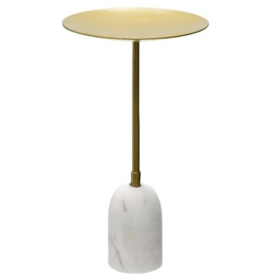 Allstate Floral Floral Marble Pillar Candleholder In Gold In Multi