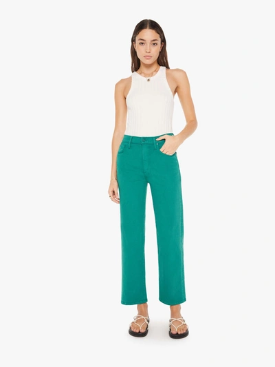 Mother The Rambler Zip Ankle Teal Pants In Green