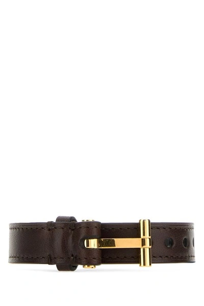 Tom Ford Man Dark Brown Leather T Bracelet
