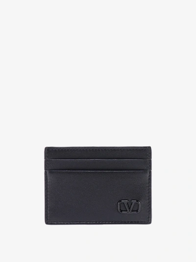 Valentino Garavani Leather Card Holder In Black
