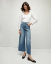 Veronica Beard Taylor Cropped Wide-leg Jean In Enough Said