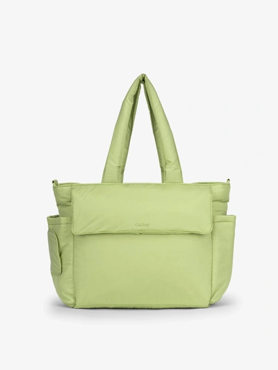 Calpak Diaper Tote Bag With Laptop Sleeve In Lime