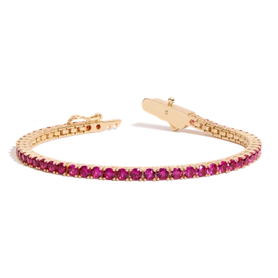 Aurate New York Red Ruby Tennis Bracelet In Yellow